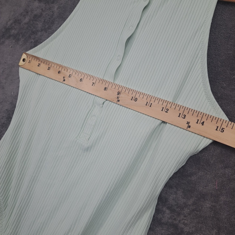 Madewell Second Wave Henley One-Piece Swimsuit in Mint Green Ribbed Large Beach - Picture 8 of 9